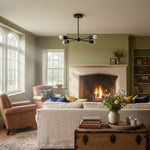 Load image into Gallery viewer, Mobilux Line Mid-Century Gold Sputnik Chandelier – Semi-Flush Geometric Brass Fixture