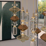 Load image into Gallery viewer, Contemporary Hanging Light - Iron Metal Glass Gold Brown Damp-rated
