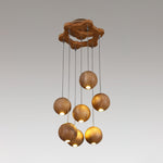 Load image into Gallery viewer, Wooden Orb Sphere Cluster Pendant Light M25