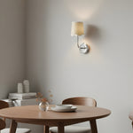 Cargar imagen en el visor de la Galería, Lámpara de Pared de Metal Curvada Moderna Glissum con Pantalla de Tela Suave para Sala de Estar y Pasillo