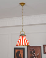 Load image into Gallery viewer, Circus Glass Pendant Lamp – Fun Red Stripe Art Glass for Eclectic Spaces