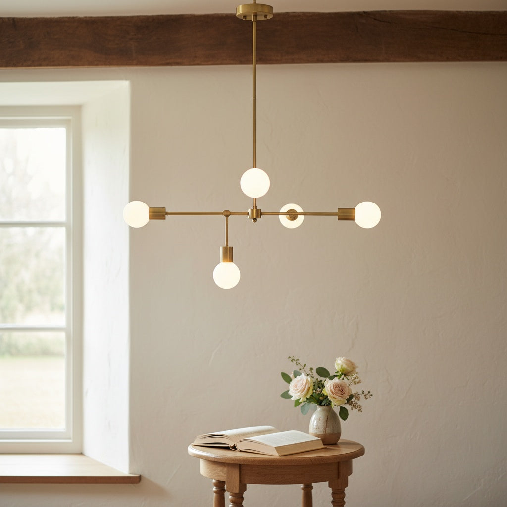 Lustre Mobilux Line 5 lumières - Plafonnier moderne pour salle à manger