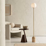 Load image into Gallery viewer, Modern Minimalist Travertine Base Glass Orb Floor Lamp M19