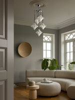 Load image into Gallery viewer, Art Deco Star Chandelier – Frosted Glass Deco Fixture for Dining Room – Astris Vega