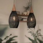 Bild in Gallery-Viewer laden, Handgefertigte Rattan Wandteppich-Pendelleuchte