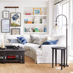 Bild in Gallery-Viewer laden, Lawson Modern Messing Stehlampe – Recycelter Glasschirm für Leseecke oder Schlafzimmer