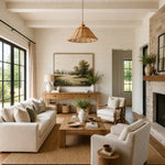 Charger l'image dans la visionneuse de galerie, Natural rattan pendant lamp in a rustic living room
