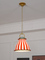 Load image into Gallery viewer, Circus Glass Pendant Lamp – Fun Red Stripe Art Glass for Eclectic Spaces