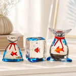 Cargar imagen en el visor de la Galería, Three handmade glass goldfish ornaments displayed together