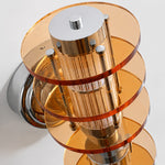 Bild in Gallery-Viewer laden, Vertical Bauhaus wall lamp amber acrylic layered disc close-up