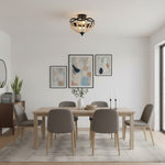 Cargar imagen en el visor de la Galería, Lámpara de techo con cúpula de cuentas Rustibea – Estilo campestre antiguo para cocina