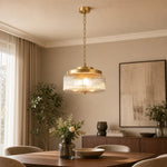Bild in Gallery-Viewer laden, Antique Brass Ribbed Glass Ceiling Light