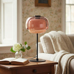 Charger l'image dans la visionneuse de galerie, Lampe de table Clinco en verre teinté, silhouette de champignon – Luminaire design polyvalent pour buffet ou table de chevet
