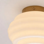 Cargar imagen en el visor de la Galería, Cream ribbed glass wall sconce side profile detail