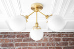 Load image into Gallery viewer, Glorica Glass Opal Globe Semi-Flush Ceiling Light – Modern Mid-Century Dining Room Fixture