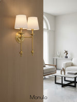 Load image into Gallery viewer, Rowan Fabric Shade Wall Sconce in Antique Copper - Vintage Luxury Light for Interiors