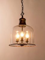 Bild in Gallery-Viewer laden, American Vintage gealterte klare Glockenglas Pendelleuchte