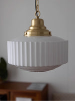 Load image into Gallery viewer, Opalume Glass Pendant Light – Vintage Milk Glass Pendant Light with Art Deco Style