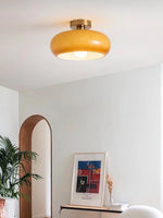 Load image into Gallery viewer, Retro Brass Bauhaus Glass Disc Ceiling Lamp