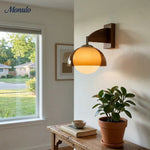 Load image into Gallery viewer, Sunset Glow Modern Wall Sconce with Acrylic Shade and Wood-Texture Base for Bedroom Hallway Living Room