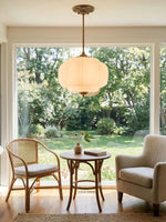 Load image into Gallery viewer, Eloise Scallop Vintage Milk Glass Semi-Flush Mount Pendant Light