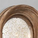 Cargar imagen en el visor de la Galería, Natural wood round mirror wall sconce with brass candle arm