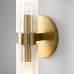 Cargar imagen en el visor de la Galería, Lámpara de pared doble Rivora con tubo de vidrio acanalado: iluminación de pared contemporánea para la entrada