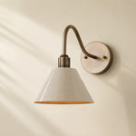 Load image into Gallery viewer, Industrial Modern Tapered Brass Gooseneck Sconce with Metal Silhouette