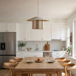 Load image into Gallery viewer, Wabi-sabi fabric pendant lamp over a dining table