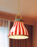 Load image into Gallery viewer, Circus Glass Pendant Lamp – Fun Red Stripe Art Glass for Eclectic Spaces