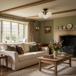 Load image into Gallery viewer, Glorica Glass Mid-Century Modern Globe Ceiling Light – Elegant Metal Semi-Flush Mount Lamp for Dining Rooms and Living Spaces