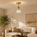 Load image into Gallery viewer, Piano key flush mount ceiling light in a warm living room