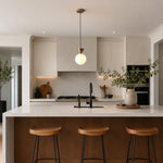 Cargar imagen en el visor de la Galería, Bauhaus Glass Pendant Lamp with Iron Accent for Kitchen