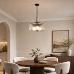 Load image into Gallery viewer, Ribbed glass pendant ceiling lamp above a dining table