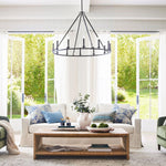 Load image into Gallery viewer, Rowan Candle Wagon Wheel Chandelier - Farmhouse Round Wheel Lighting