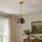 Bild in Gallery-Viewer laden, Blue floral petal pendant light in a bright traditional room