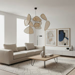 Cargar imagen en el visor de la Galería, Lámpara colgante de ratán tejido moderno Rivana – Lámpara colgante de metal y bambú para cocinas y salones N41