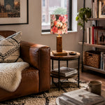 Load image into Gallery viewer, Colorful printed fabric table lamp in a styled interior