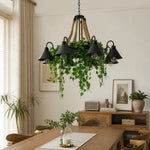 Load image into Gallery viewer, Rope and Greenery Wagon Wheel Chandelier