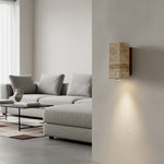 Load image into Gallery viewer, Slivara Natural Stone Backplate with Warm Amber Shade - Vintage Modern Slivara Wall Sconce for Living Room