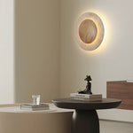 Load image into Gallery viewer, Round Travertine Wood Wall Light