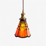 Cargar imagen en el visor de la Galería, orange red stained glass pendant