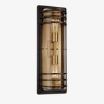 Cargar imagen en el visor de la Galería, Large bronze glass outdoor wall sconce with two bulb positions