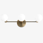 Load image into Gallery viewer, Glorica Glass Sleek Globe Vanity Light – Modern Industrial Three-Bulb Wall Sconce for Bathroom & Hallway