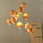 Load image into Gallery viewer, Wooden Orb Sphere Cluster Pendant Light M25