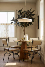 Load image into Gallery viewer, Elumina Elegant Pleated Silk Shade Pendant – Mid-Century Hanging Light for Dining Room