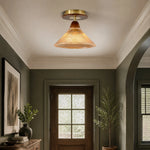 Charger l'image dans la visionneuse de galerie, Amber pleated flush mount ceiling light in an entryway