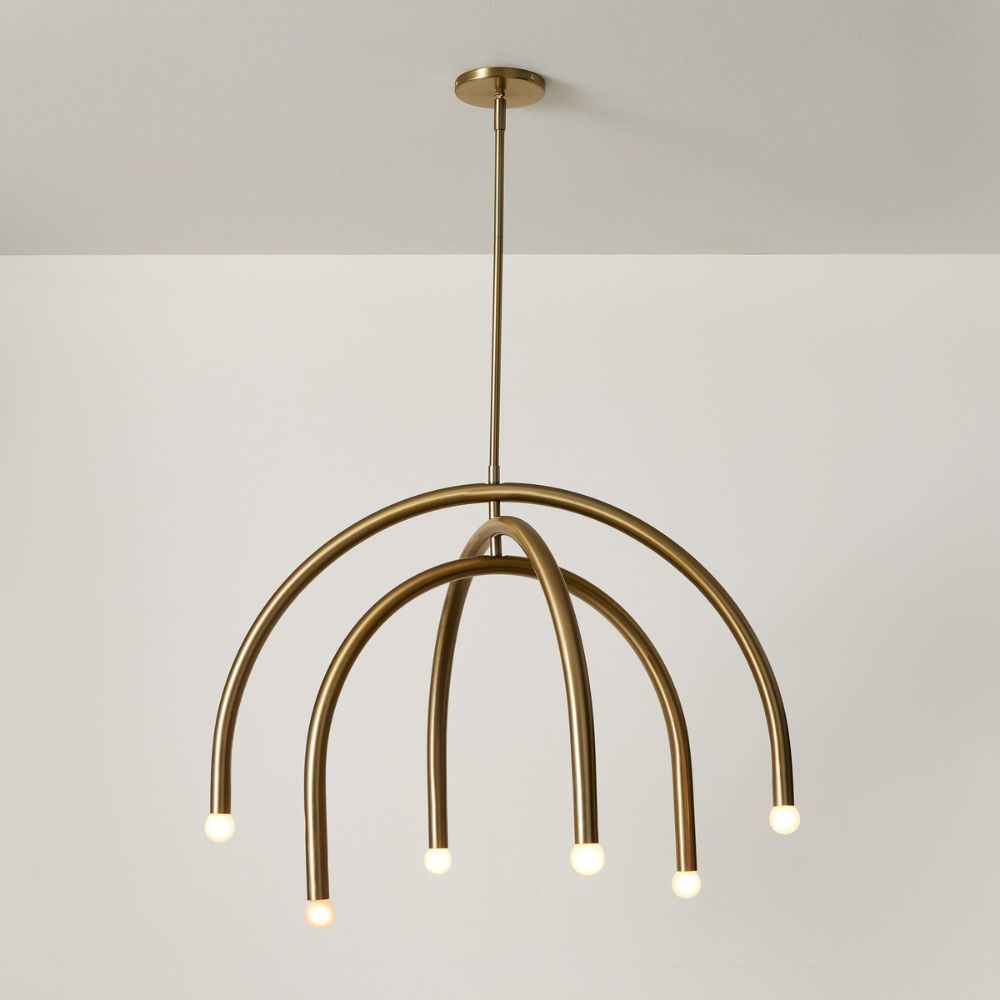 Lustre à arc Borvia – Design moderne du milieu du siècle, finition champagne