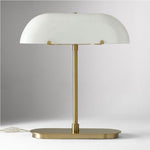 Load image into Gallery viewer, Ferosa Boat Shaped Lampshade Table Lamp – Vintage Brass Finish for Modern Living Room
