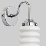 Cargar imagen en el visor de la Galería, Chrome wall plate and white ribbed glass shade close view